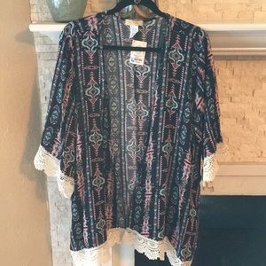 Kimono/Duster/Cardigan Top with Lace